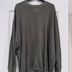 Aerie Big Chill Crew Sweatshirt Green Size XL